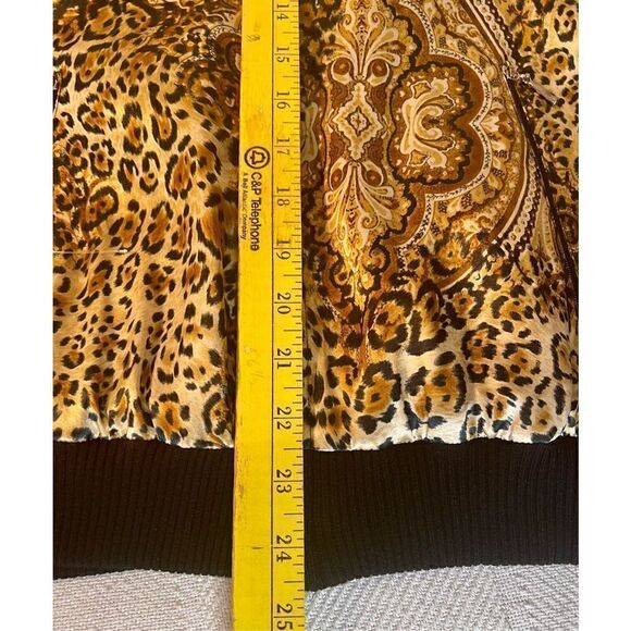 Vintage Allison Taylor 100% Silk Cheetah Print Bomber Jacket Women's Size Large - Picture 7 of 7
